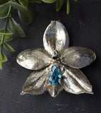 Handmade sterling silver orchid flower necklace
