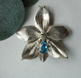 Handmade sterling silver orchid flower necklace