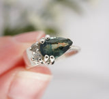 Stunning Teal and white Sapphire Ring