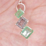 Rutilated Quartz and Emerald Necklace