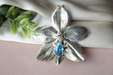 Handmade sterling silver orchid flower necklace