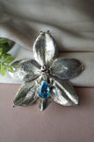 Handmade sterling silver orchid flower necklace