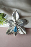 Handmade sterling silver orchid flower necklace