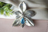Handmade sterling silver orchid flower necklace