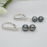 Accented Black Freshwater Pearl Earrings