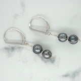 Accented Black Freshwater Pearl Earrings