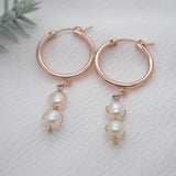 Rose Gold Pearl Hoop Earrings