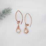Hammer textured Rose gold Pearl Earrings
