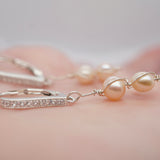 Accented Pink Freshwater Pearl Earrings