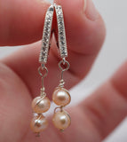 Accented Pink Freshwater Pearl Earrings