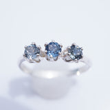 Sterling Silver 3 Stone Montana Sapphire Ring