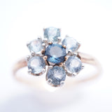 Rose Gold Cluster Montana Sapphire Ring