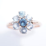 Rose Gold Cluster Montana Sapphire Ring