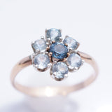 Rose Gold Cluster Montana Sapphire Ring