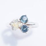 Sterling Silver Yellow and Blue Montana Sapphire Ring