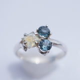 Sterling Silver Yellow and Blue Montana Sapphire Ring