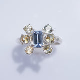 Sterling Silver Cluster Montana Sapphire Ring