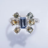 Sterling Silver Cluster Montana Sapphire Ring