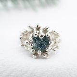 Under The Sea, Raw Blue Montana Sapphire Ring