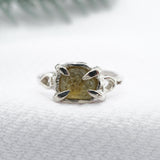 Raw Green Yellow Montana Sapphire Ring