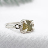 Raw Green Yellow Montana Sapphire Ring
