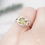 Raw Green Yellow Montana Sapphire Ring