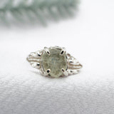 Raw Teal Blue Yellow Montana Sapphire Ring