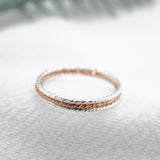 3-Ring Stacker, Sterling Silver & Rose Gold Filled Ring Set