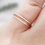 3-Ring Stacker, Sterling Silver & Rose Gold Filled Ring Set