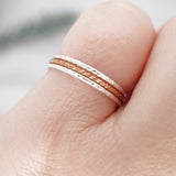 3-Ring Stacker, Sterling Silver & Rose Gold Filled Ring Set