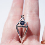 "Geometric Diamond" Montana Sapphire Necklace
