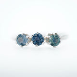 Sterling Silver 3 Stone Montana Sapphire Ring