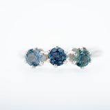 Sterling Silver 3 Stone Montana Sapphire Ring