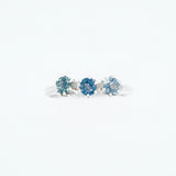Sterling Silver 3 Stone Montana Sapphire Ring