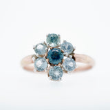 Rose Gold Cluster Montana Sapphire Ring