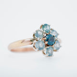 Rose Gold Cluster Montana Sapphire Ring
