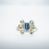 Sterling Silver Cluster Montana Sapphire Ring