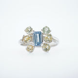 Sterling Silver Cluster Montana Sapphire Ring