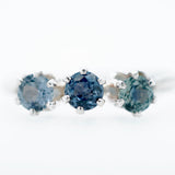 Sterling Silver 3 Stone Montana Sapphire Ring