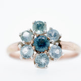 Rose Gold Cluster Montana Sapphire Ring