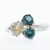 Sterling Silver Yellow and Blue Montana Sapphire Ring