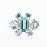 Neon Green Tourmaline and White Montana Sapphire Ring