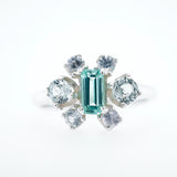 Neon Green Tourmaline and White Montana Sapphire Ring
