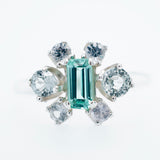 Neon Green Tourmaline and White Montana Sapphire Ring