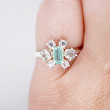 Neon Green Tourmaline and White Montana Sapphire Ring