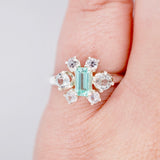 Neon Green Tourmaline and White Montana Sapphire Ring