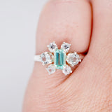 Neon Green Tourmaline and White Montana Sapphire Ring