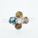Blue and Multicolored Montana Sapphire Cluster Ring