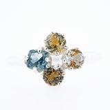 Blue and Multicolored Montana Sapphire Cluster Ring
