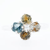 Blue and Multicolored Montana Sapphire Cluster Ring